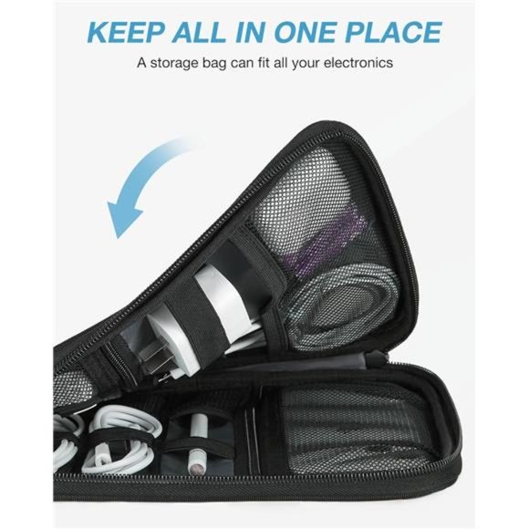 BAGSMART Electronics Organizer Travel Case, Small Cable Organizer Bag, Black - Picture 6 of 6